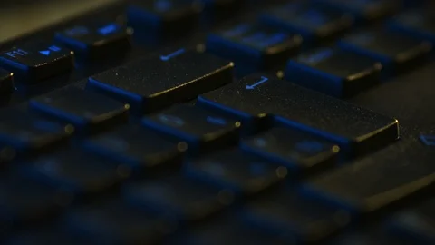 Close-up Macro Shot: Person Using Black Computer Keyboard, Pressing Enter Button Stock Footage 121796817