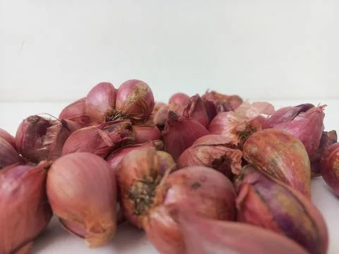Close Up Macro Shot of Raw Shallots Group Studio Shot Stock Photos