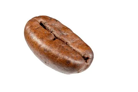 Close-up macro shot of a single roasted coffee bean with a detailed texture.. 스톡 사진