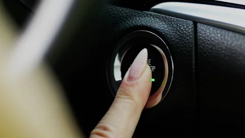 Close Up Macro Shot Starting Modern Vehicle Ignition System 4K Stock Footage 337733456