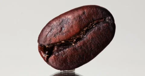 Close-up macro shot of a tilted coffee bean with a moving light, 4K quality Stock Footage 152763070