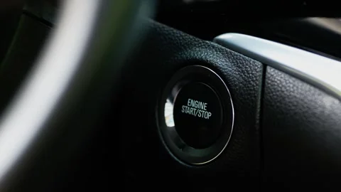 Close Up Macro Shot Turning Off Modern Vehicle Engine 4K Stock Footage 337322950