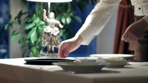 Close up macro of table in a restaurant elegantly served for lunch or dinner. Stock Footage 88784906