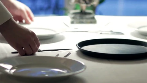 Close up macro of table in a restaurant elegantly served for lunch or dinner.  Stock Footage 88785083