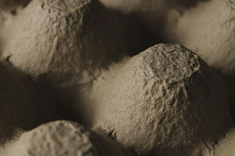 Close Up Macro Texture of Brown Cardboard Egg Carton Molded Pulp Cell Surfa.. Foto stock