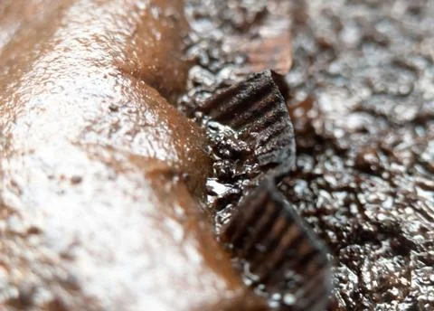 Close up macro texture of a milk chocolate pudding Stock Photos