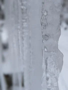 Close Up Macro of a Textured Icicles in the Winter 写真素材