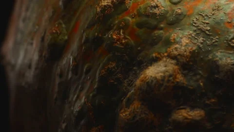 Close-up, macro, textured pumpkin surface in turning motion Stock Footage 178543211