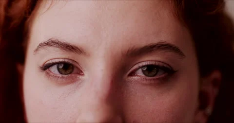 Close up macro view of beautiful woman's eyes opening blinking. Lady with deep 스톡 동영상 138711389