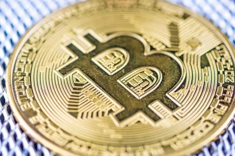 Close up macro view of bit coin Stock Photos