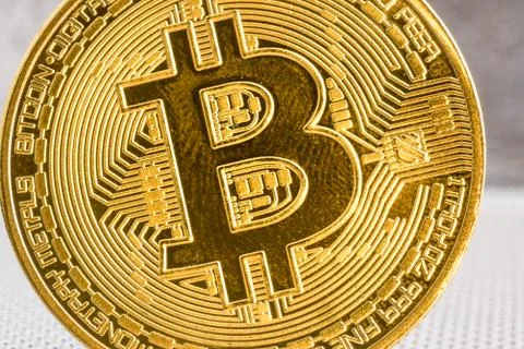 Close up macro view of bit coin Stock Photos