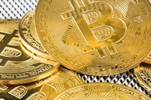Close up macro view of bit coins Stock Photos