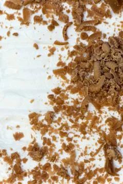 Close macro view chocolate cake grated chocolated background Stock Photos