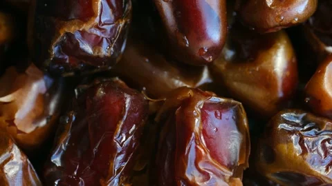 Close up macro view of sweet dried dates Stock Footage 337893152