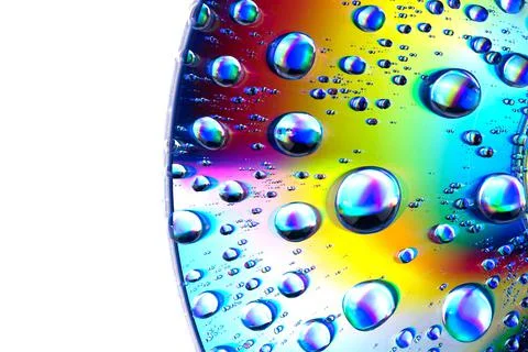 Close up macro Water drops on CD dvd 스톡 사진