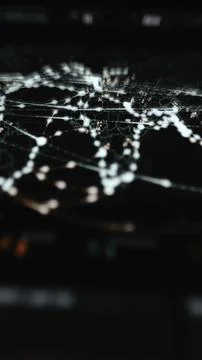 Close macro world network map made of bright nodes and connecting lines Stock Photos