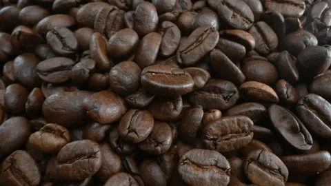 Close-up Macro Zoom In Out Shot of Roasted Coffee Beans Stock Footage 255291441