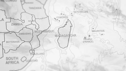 Close Up Of Madagascar Borders. World Map Animation. Video stock 331810906
