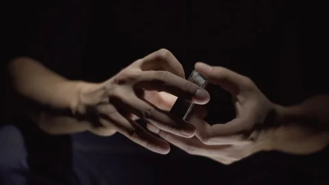 Close-up of a Magician's Hands Performing Card Trick. Manipulations with cards Video stock 89580600