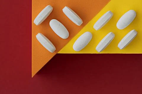 Close-up of magnesium optimizer tablets. dietary concept. dietary supplement 库存照片