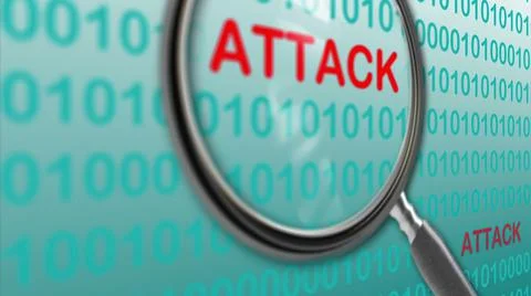 Close up of magnifying glass on attack. Stock Illustration