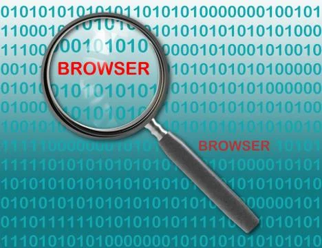 Close up of magnifying glass on browser Illustrazione stock