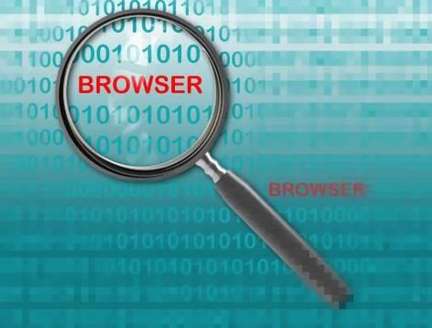 Close up of magnifying glass on browser Stock Illustration