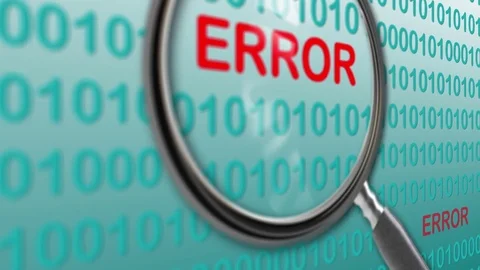 Close up of magnifying glass on error. Stock Footage 81159293