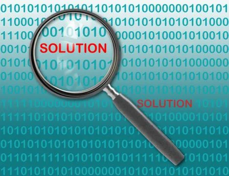 Close up of magnifying glass on solution Stock Illustration