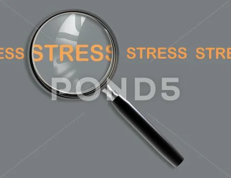 Close up of magnifying glass on stress Stock Illustration