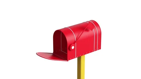 Close-up of a mailbox on a white background. 3D rendering animation. Video stock 259644044