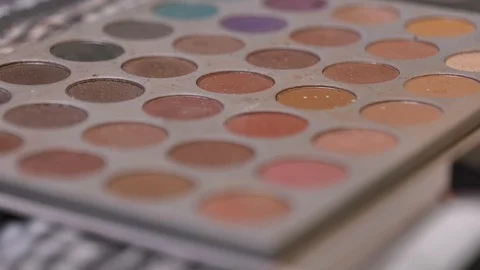 Close up make up circles multi colors on angle Stock Footage 116689249