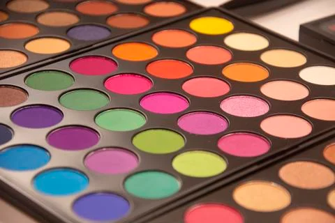 Close up on make up color kit. Stock Photos