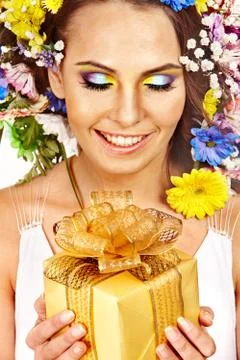 Close up make up with flower. Foto stock
