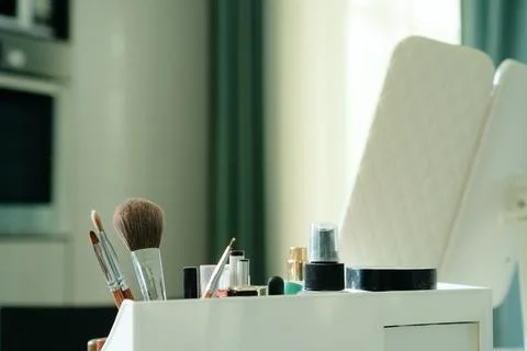 Close-Up of Makeup Brushes for Self Application 스톡 사진