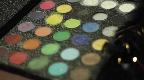 Close-up of a makeup palette with multiple colors Stock Footage 45281143