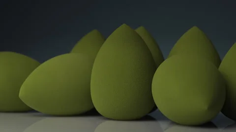 Close up of makeup sponges, foundation sponge or beauty blending sponge Stock Footage 245004151