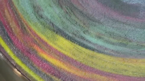 Close-Up of Making a Colorful Rainbow Crepe on a Hot Griddle Stock Footage 345657904
