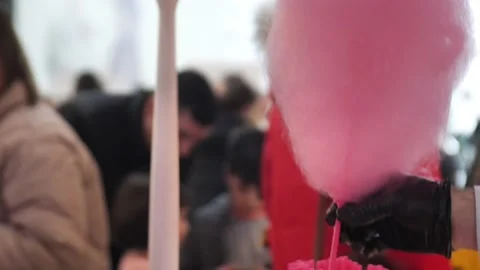 Close up making cotton candy or candy floss Stock Footage 237702832