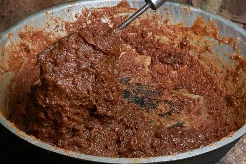 Close-up of making dodol, dark sweet candy Stock Photos