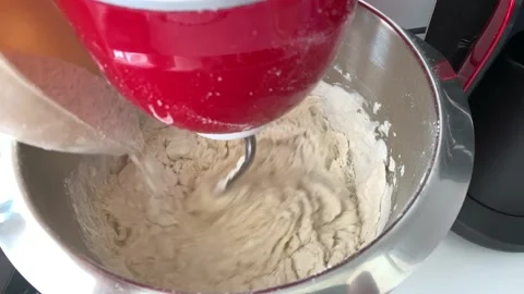 Close up of making dough in bakery Stock Footage 171768406