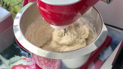 Close up of making dough in bakery Stock Footage 171768500