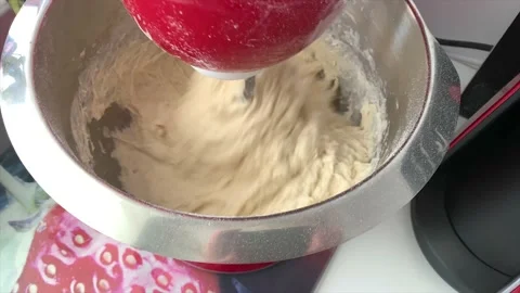 Close up of making dough in bakery Stock Footage 171768673