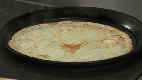 Close-up. Making Pancakes on frying pan. Stock Footage 274412717