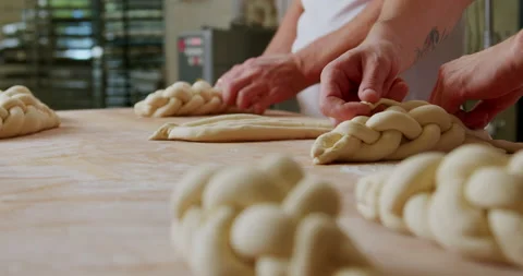 Close-up of making pastries at a bakery 4K. Stock Footage 221563320