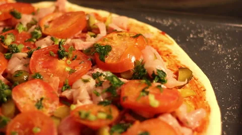 Close up making pizza in home kitchen for hobby. Stock Footage 60390542