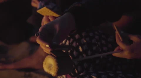 Close up of making s'mores Stock Footage 53892314