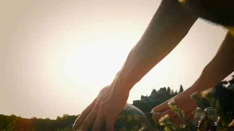 Close up male cutting melon Stock Footage 97627057