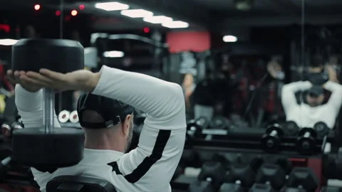 Close Up of male doing triceps exercises Stock Footage 145563306