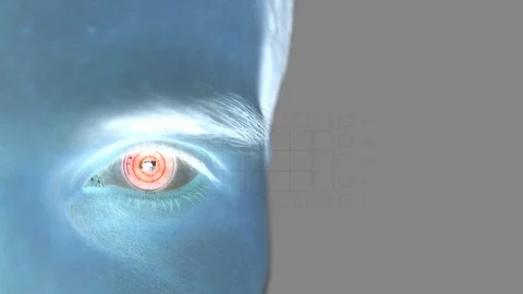 Close up of male eye with iris scan. Future technology, identity recognition and Stock-Footage 108484827